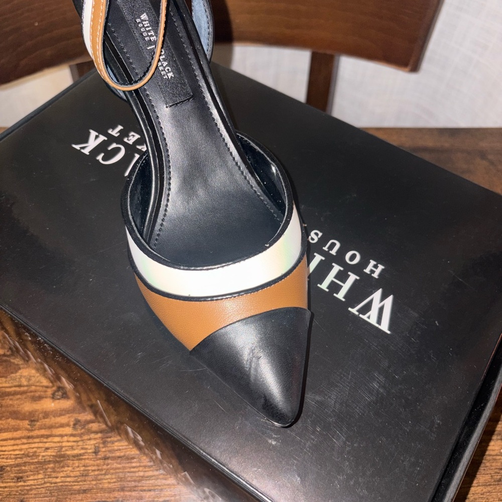 White House Black Market Black and Tan Heels